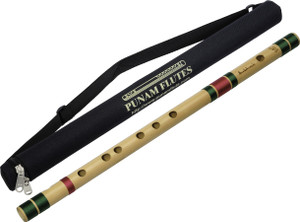 Punam Flutes C Sharp Medium Bamboo Flute Bansuri with Free Carry