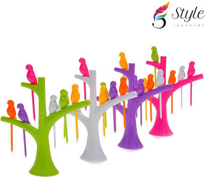 Style Feathers Hamming Bird Disposable Plastic Fruit Fork Set