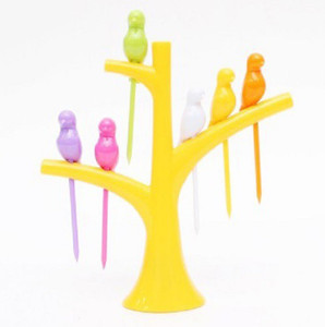 Bright Birdie Set Of 1- 6 Pcs Plastic Fruit Fork Set