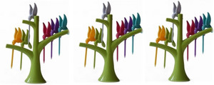 Style Feathers Hamming Bird Disposable Plastic Fruit Fork Set