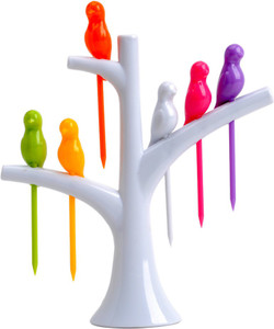 Abee Cute Birds Shape Plastic Fruit Fork, Salad Fork Set