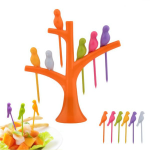 Dizionario Creative Birdie Stick 7 pc Disposable Plastic Fruit Fork Set