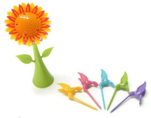 iStore Sunflower Design Plastic Fruit Fork Set
