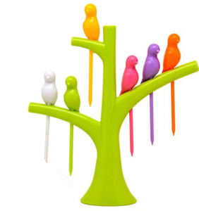Luxantra Creative Birdies on a tree Plastic Fruit Fork Set