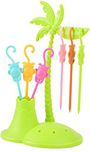 Infinxt Colorful Monkey Shaped Fruit Fork Set Plastic Table Fork