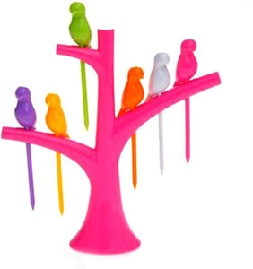 Luxantra Creative Birdies on a tree Plastic Fruit Fork Set