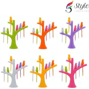 Style Feathers Hamming Bird Disposable Plastic Fruit Fork Set