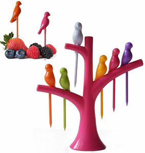 De Ultimate Special Bird Fruit fork with stand Plastic Fruit Fork