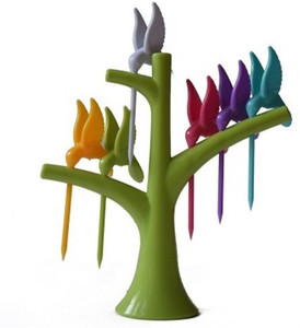 Brio Bright Humming Bird Plastic Fruit Fork Set