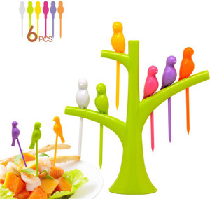 Dizionario Creative Birdie Stick 7 pc Disposable Plastic Fruit Fork Set