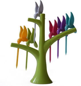 Swarish Humming Bird Disposable Plastic Dessert Fork Set