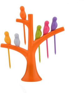Luxantra Creative Birdies on a tree Plastic Fruit Fork Set