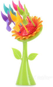 Shopo Lovely Sunflower Design Set Plastic Fruit Fork Set