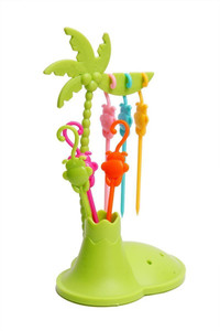 Floraware decorative 6 Coconut Tree Fruit Plastic Fruit Fork, Serving Fork, Salad Fork, Dessert Fork, Baby Fork, Table Fork