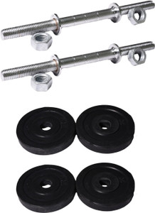 Royal 1kg_4pc_Low_Cost_black_plates+2pc_Silver_Handle Weight Plate