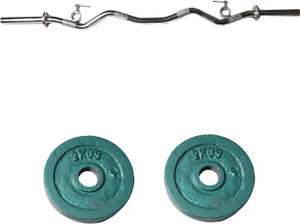 Royal 2kg_2pc_Casting_green_plates+3ft_1pc_Curve_rod_withlock Weight Plate
