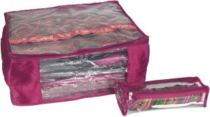 Pretty Krafts Designer Saree Cover & 1 Roll Bangle Box Combo Pink N1168