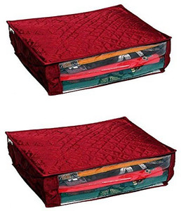 Kuber Industries Designer Saree Cover In Quilted Satin with Large Size Set of 2 Pcs (Maroon) Perfect Wedding Solution Gift MKU0015519