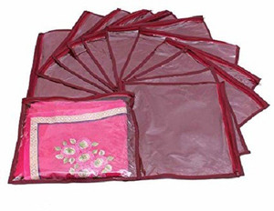 Kuber Industries Designer Single Packing Saree Cover 12 pcs set (Maroon) sc008