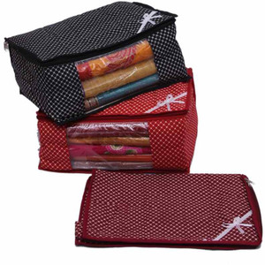Kuber Industries Designer Saree Cover in Polka Dots - 3 pcs MKU73017