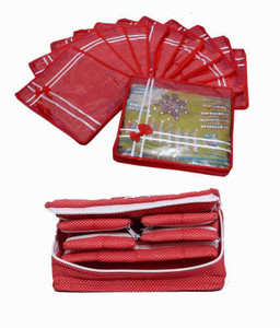 Kuber Industries Designer Special Combo, 12 pcs of Bow Saree Cover, Jewellery Kit 1 Big MKUM106