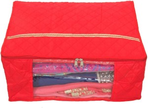 Kuber Industries Designer 3 Layered Red Quilted Satin Saree Cover (Wedding Collection Gift) KUBS48