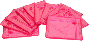 Kuber Industries Designer Saree cover 10 Pcs combo in Pink satin ,Wedding Collection Gift KUBS75