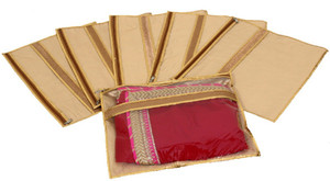 Kuber Industries Designer Single Packing Saree Cover Set of 6 Pcs (Jute Design) KUBS0058