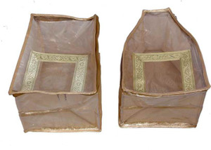 Kuber Industries Designer Blouse, peticot Cover in golden brocade in extra large size 2 Pcs combo MKU5085