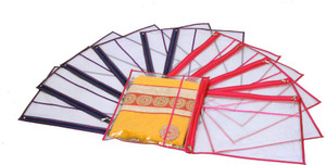 Kuber Industries Designer Single Packing Transparent Saree Cover Set Of 12 Pcs (With Zip Lock) KUBS34
