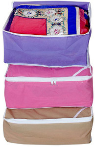 Kuber Industries Designer Kuber Industries Non woven Saree cover Set of 3 Pcs /Wardrobe Organiser/Regular Clothes Bag MKUSCM101