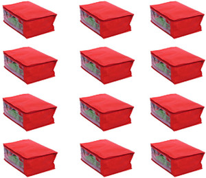Kuber Industries Designer Saree Cover Set of 12 Pcs in Non Woven Material (Red) SLT025