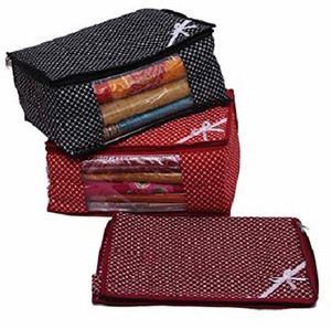 Kuber Industries Designer Saree Cover / Wardrobe Organiser in Polka Dots Set Of 3 Pcs SC095