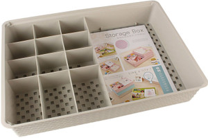 HOKIPO Plastic Clothes Storage Organizer Box For Lingerie, Scarves, Gloves, Ties, Undergarments, Napkin Towel Etc. (Grey)
