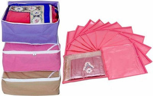 Kuber Industries Designer Kuber Industries Saree Cover Combo3 Pcs Set and Single Packing Saree Cover 12 Pcs Set MKUCOM821