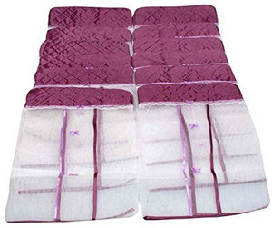 Kuber Industries Designer Hanging Saree Cover in Heavy Quilted Satin Set of 12 Pcs MKU0015528