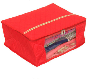 Kuber Industries Designer 3 Layered Red Quilted Satin Saree Cover (Wedding Collection Gift) KUBS47