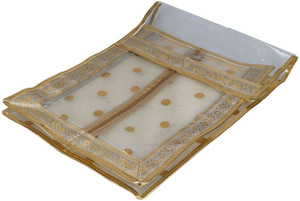 Pretty Krafts Designer Saree/Suit Cover Golden Polkas With Center Zipper P1193