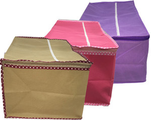 Angel Quilts Saree Cover AngelQuilts-10 Saree Cover 3 Piece Set (Red, Brown, Purple) Non Wooven ANGQUI-10