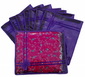 Ombags & More Handmade Set Of 8 Transparent Double Saree Cover ks022