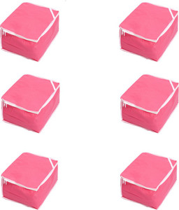 Kuber Industries Designer Kuber Industries Saree Cover Set of 6 Pcs in Non Woven Material (Pink) KUBS13