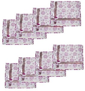 Kuber Industries Designer Printed Non Wooven Saree Cover Set of 8 Pcs (White) sc027