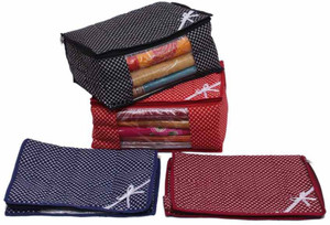 Kuber Industries Designer Saree Cover in Polka Dots - 4 pcs MKU73007