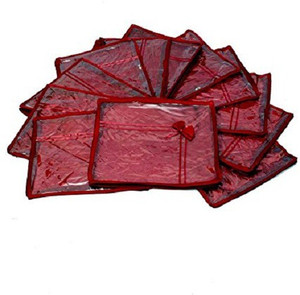 Kuber Industries Designer Saree cover 12 Pcs combo in maroon satin,Wedding Collection Gift sc067
