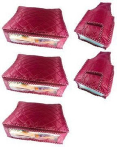 Kuber Industries Designer Combo of Saree cover 3 Pcs and Blouse Cover 2 Pcs Set MKUCOM112