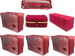 Annapurna Sales Designer Large Saree Covers and Churi/Bangles and jewellery and Ring Kits - Set of 7 Pcs. Maroon0080