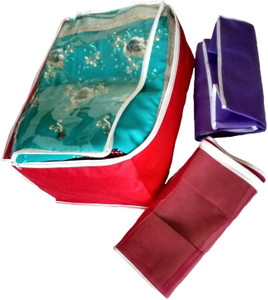 Kuber Industries Designer Transparent Non Woven Multi Saree Cover Set of 3 Pcs sc028