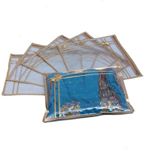 Kuber Industries Designer Saree Cover 6 Pcs combo In Golden Plastic SC25
