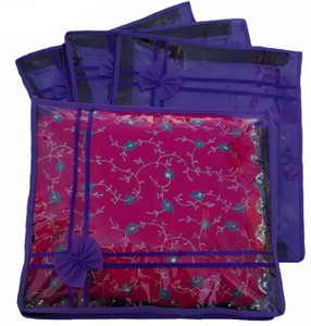 Ombags & More Handmade Set Of 4 Transparent Double Saree Cover ks016