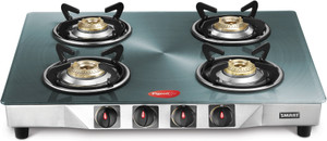 Pigeon Smart Plus Metallic Silver Glass Manual Gas Stove
